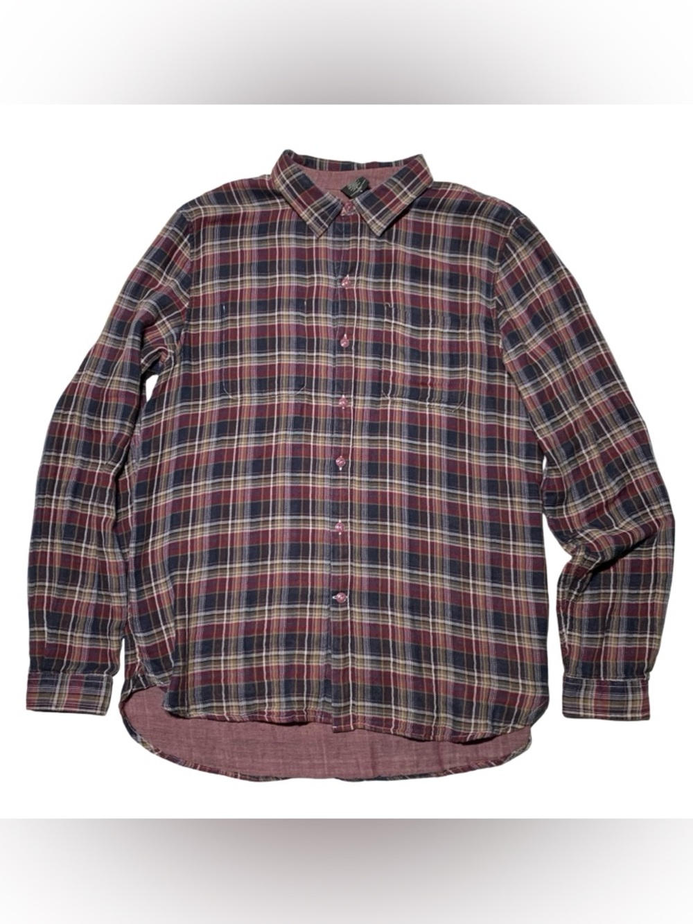 John Varvatos Shirt Reversible Flannel Button Up Plaid Men's Large Cotton
